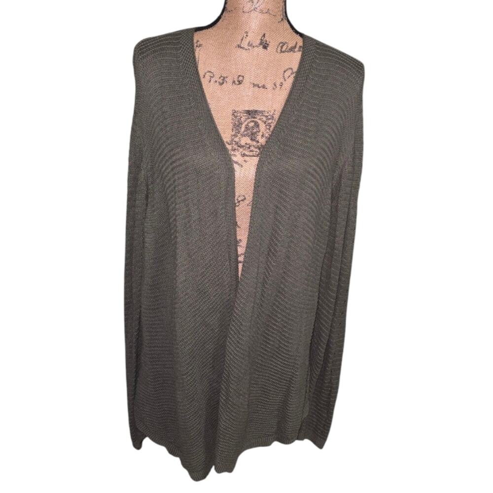 Belle Olive Green Women's Cardigan Sweater‎ Plus Size 3X